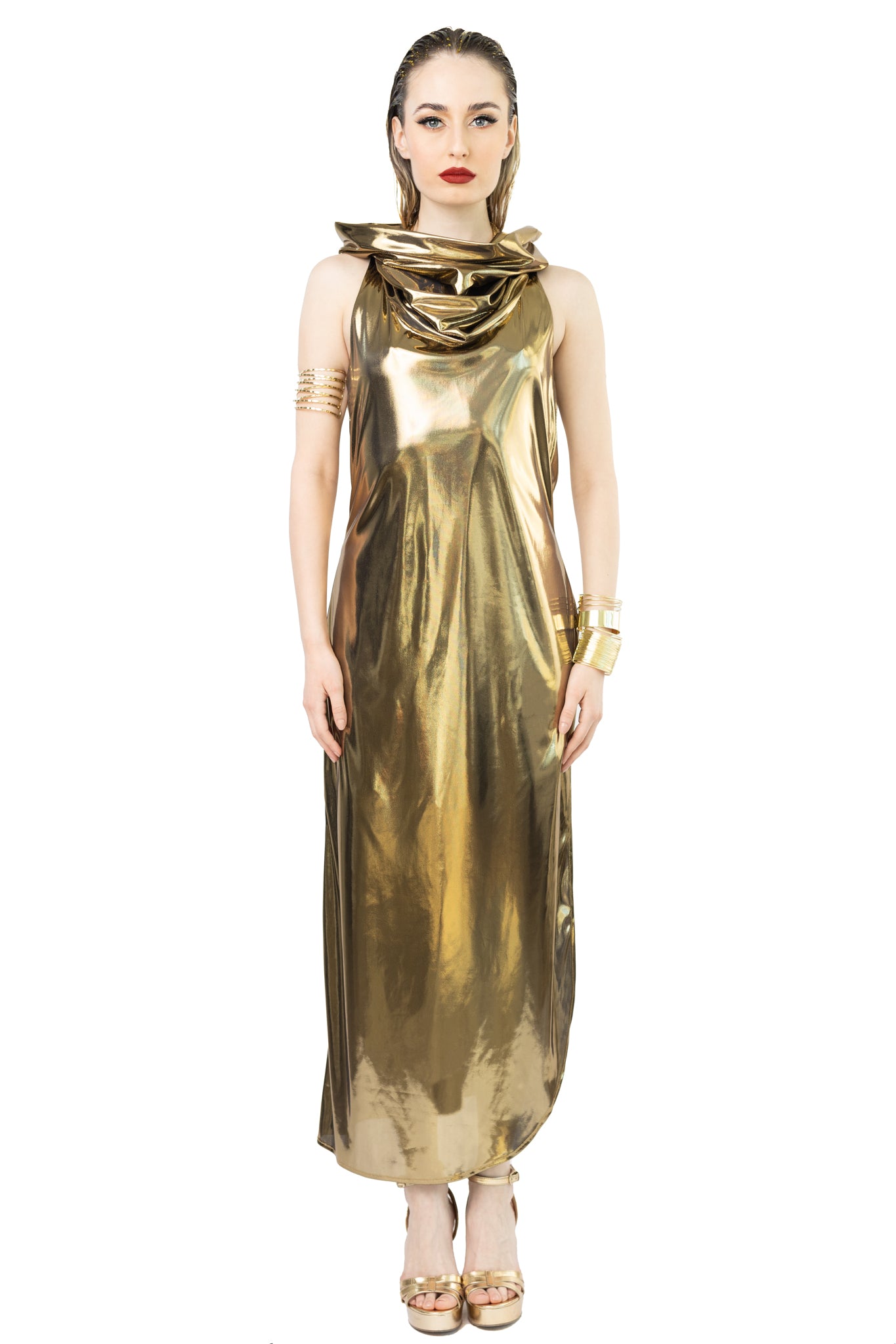 gold dress with hood Hood Prom Gold Dress